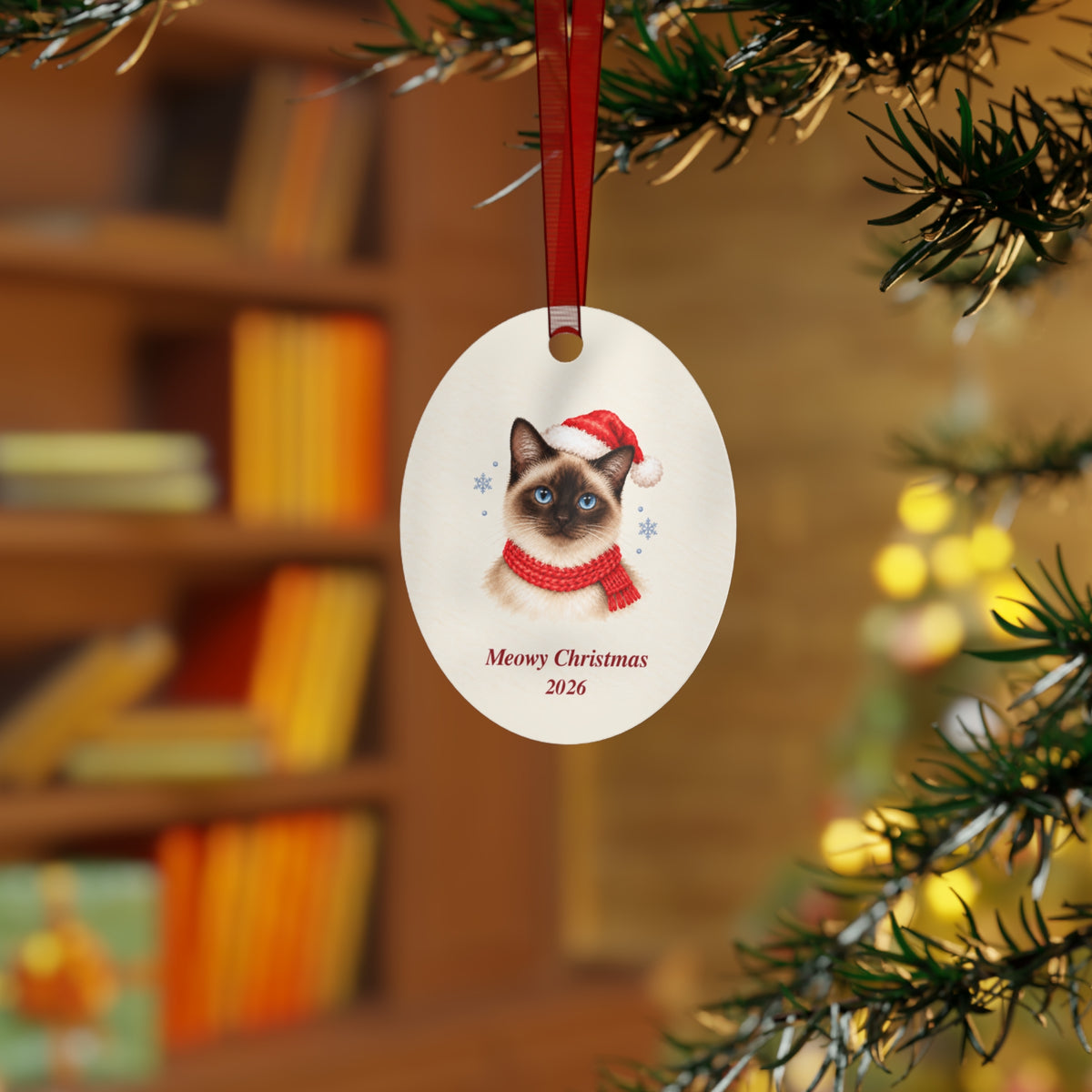 Siamese Cat Christmas Ornament 2026 โ Metal Keepsake