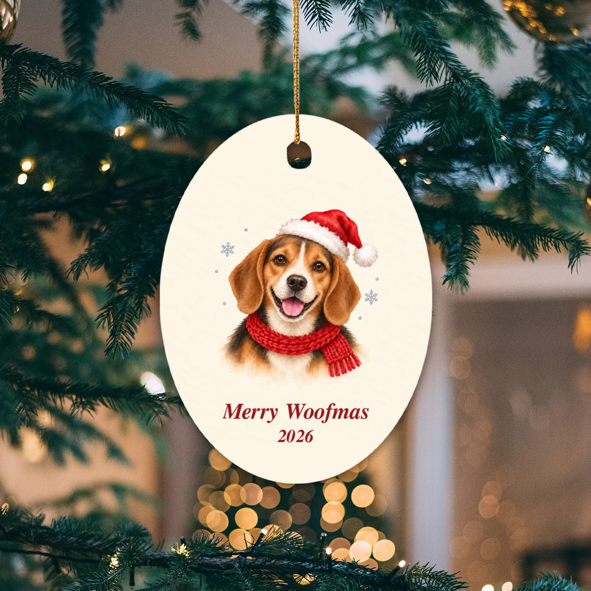 Beagle Christmas Ornament 2026 – Ceramic Keepsake