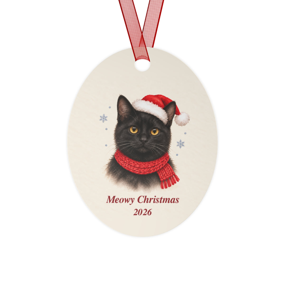 Black Cat Christmas Ornament 2026 – Metal Keepsake