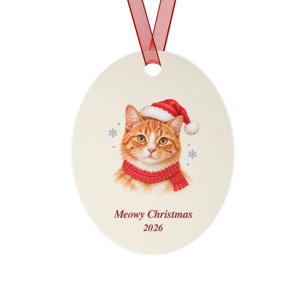 Orange Tabby Cat Christmas Ornament 2026 – Metal Keepsake
