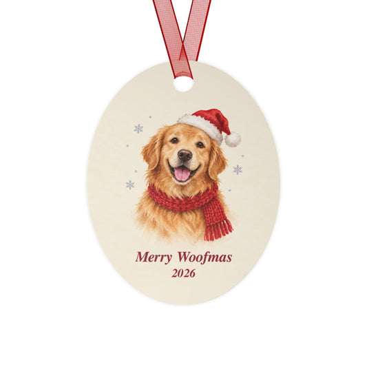 Golden Retriever Christmas Ornament 2026 – Metal Keepsake