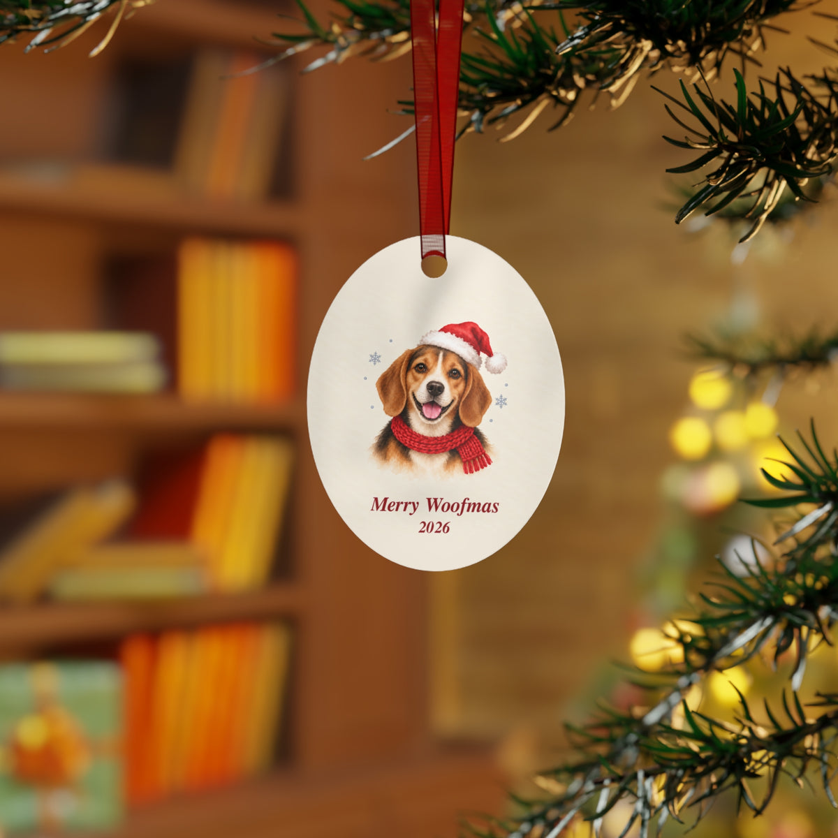 Beagle Christmas Ornament 2026 – Metal Keepsake