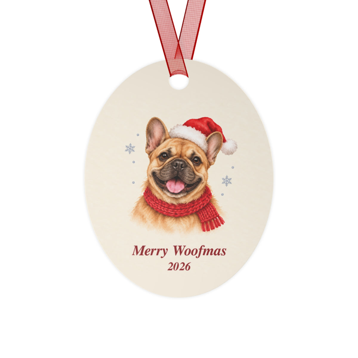 French Bulldog Christmas Ornament 2026 – Metal Keepsake