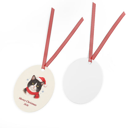 Tuxedo Cat Christmas Ornament 2026 – Metal Keepsake