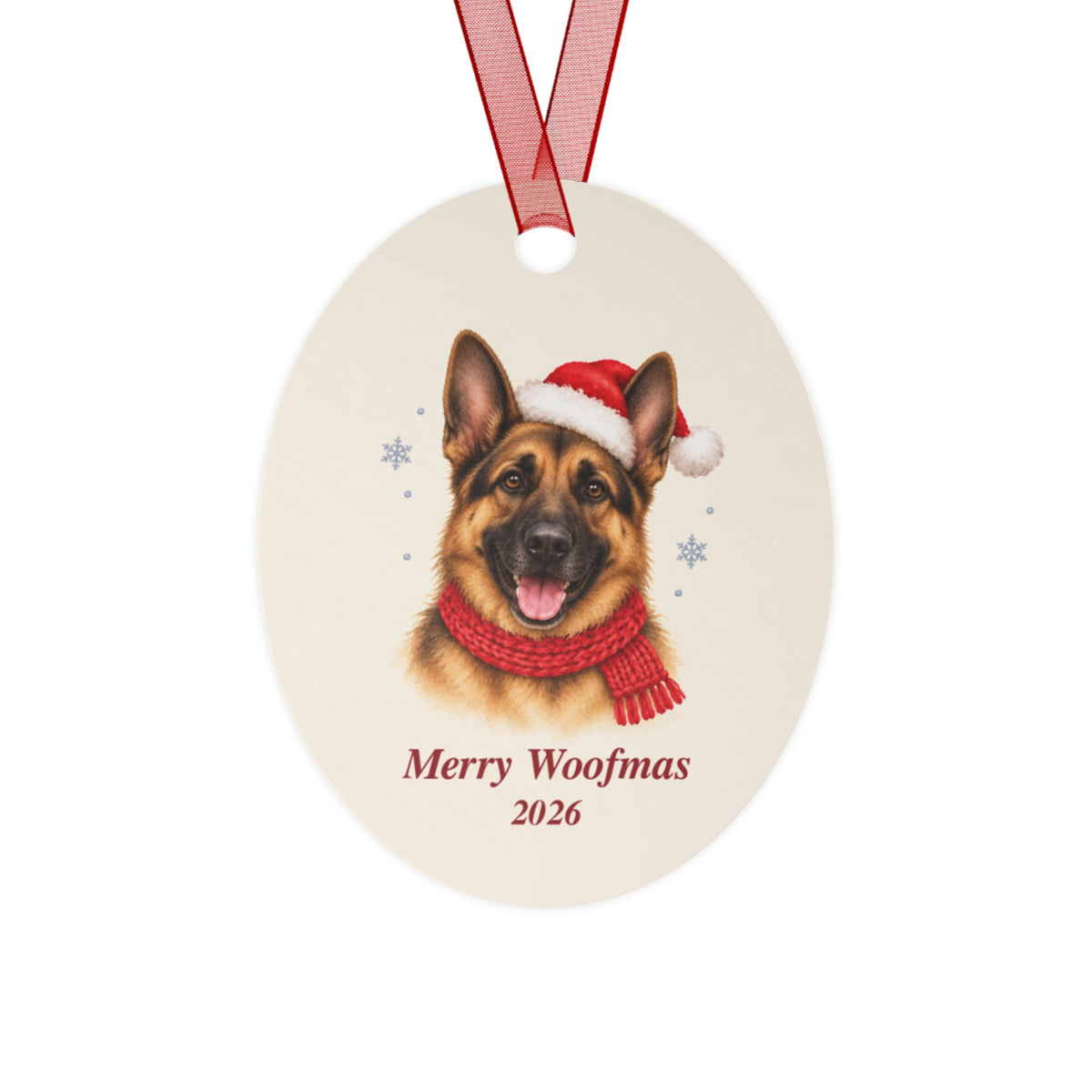 German Shepherd Christmas Ornament 2026 – Metal Keepsake