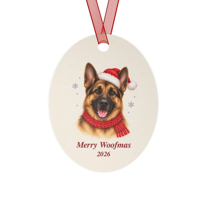 German Shepherd Christmas Ornament 2026 – Metal Keepsake
