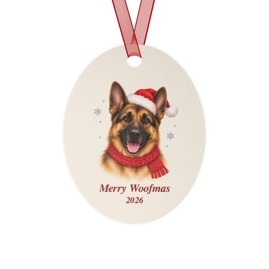 German Shepherd Christmas Ornament 2026 – Metal Keepsake