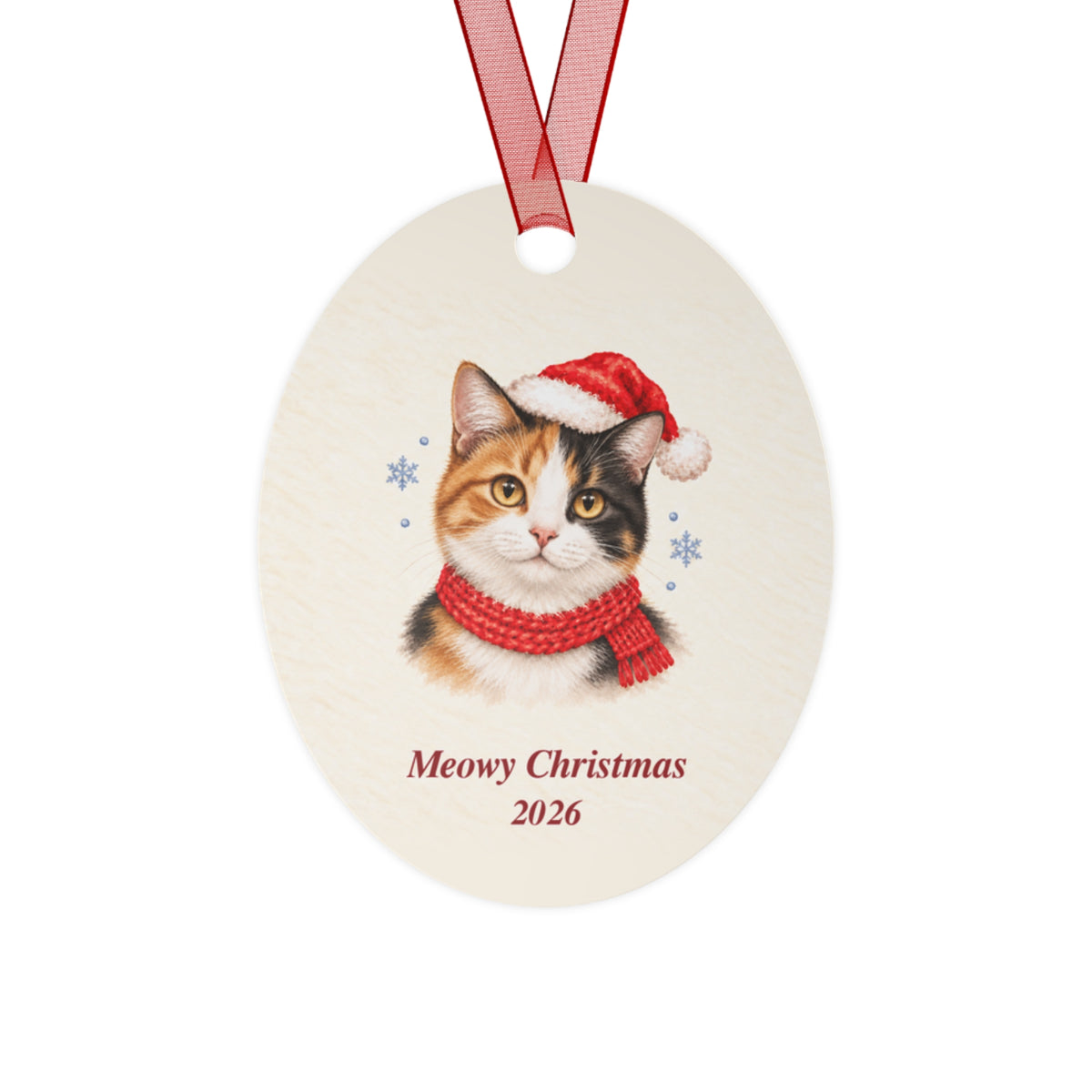 Calico Cat Christmas Ornament 2026 – Metal Keepsake