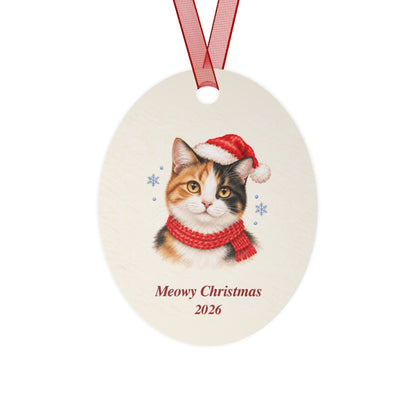 Calico Cat Christmas Ornament 2026 – Metal Keepsake