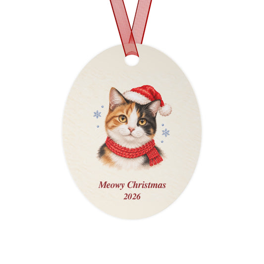 Calico Cat Christmas Ornament 2026 – Metal Keepsake