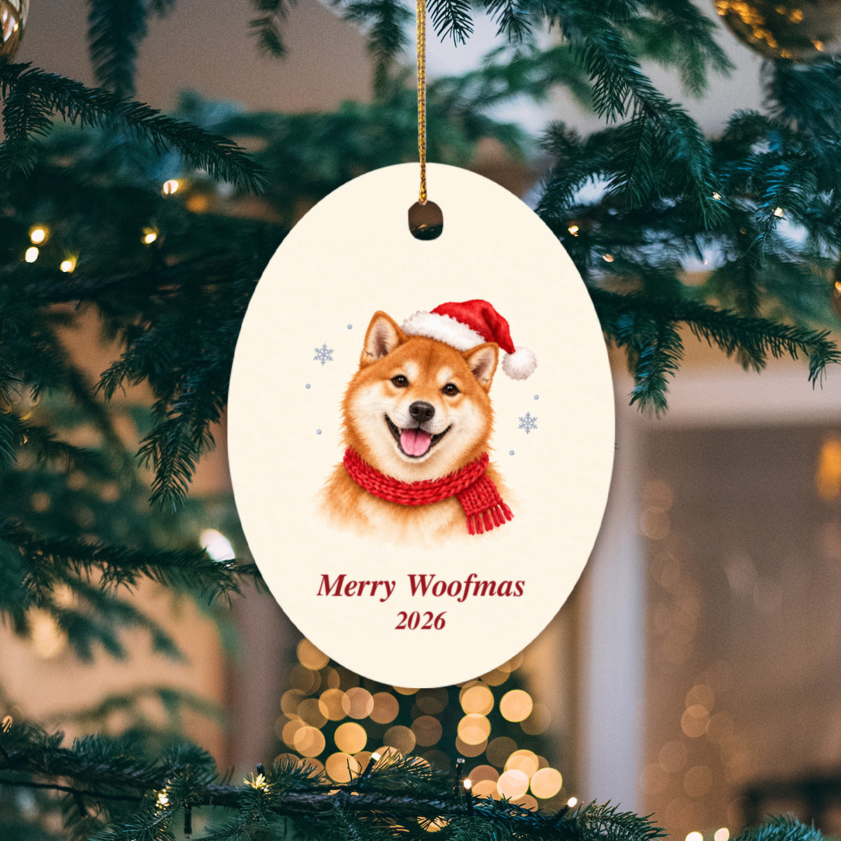 Shiba Inu Christmas Ornament 2026 – Ceramic Keepsake