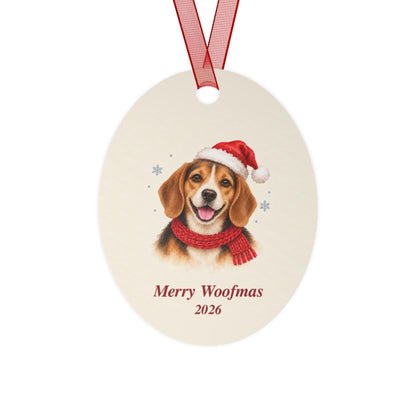 Beagle Christmas Ornament 2026 – Metal Keepsake