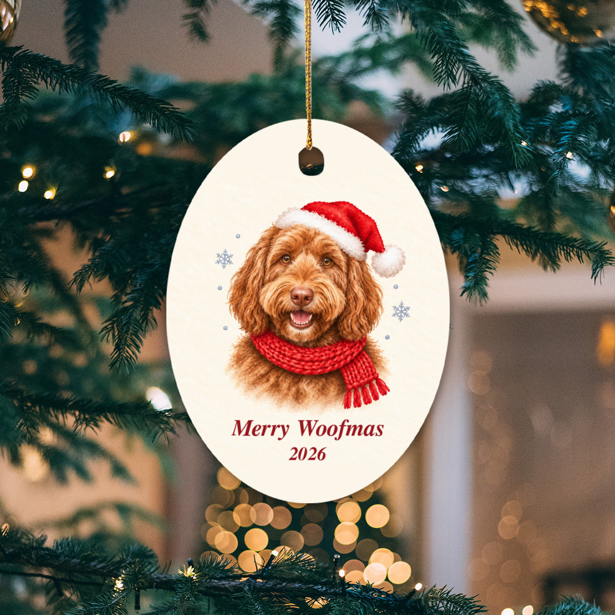 Labradoodle Christmas Ornament 2026 – Ceramic Keepsake