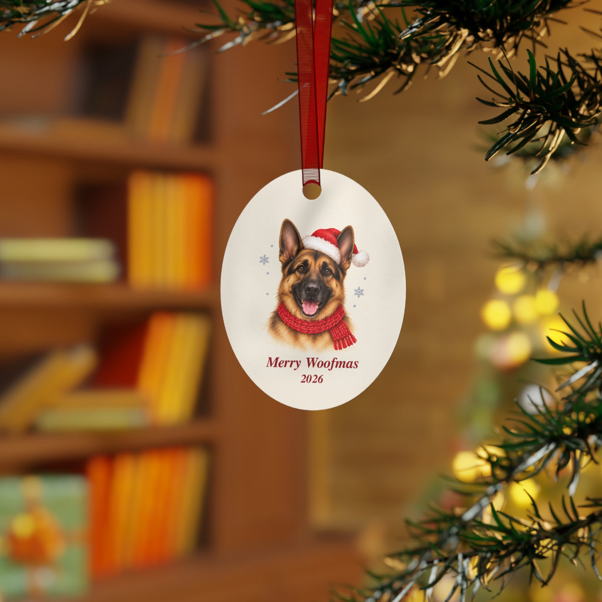 German Shepherd Christmas Ornament 2026 – Metal Keepsake