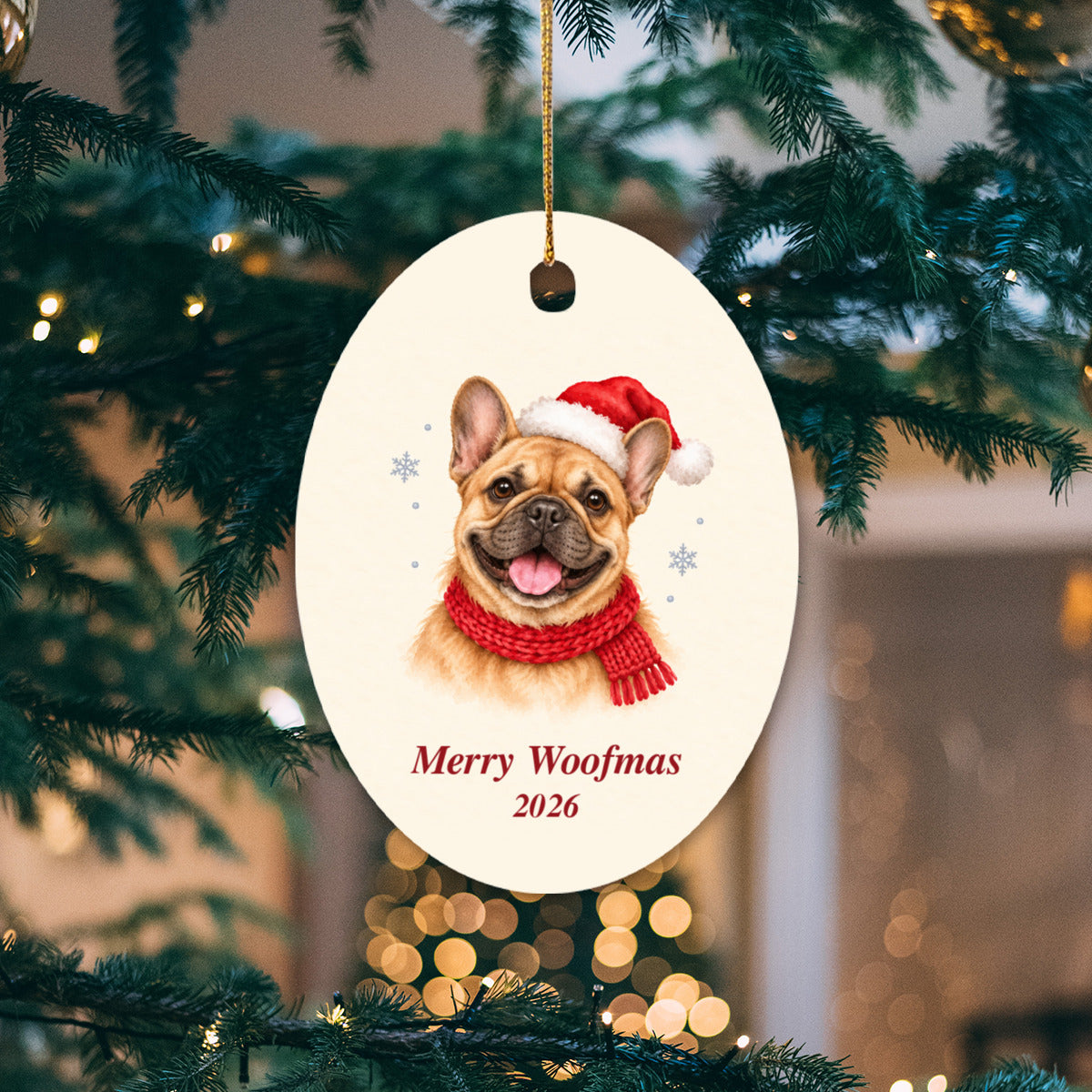 French Bulldog Christmas Ornament 2026 – Ceramic Keepsake