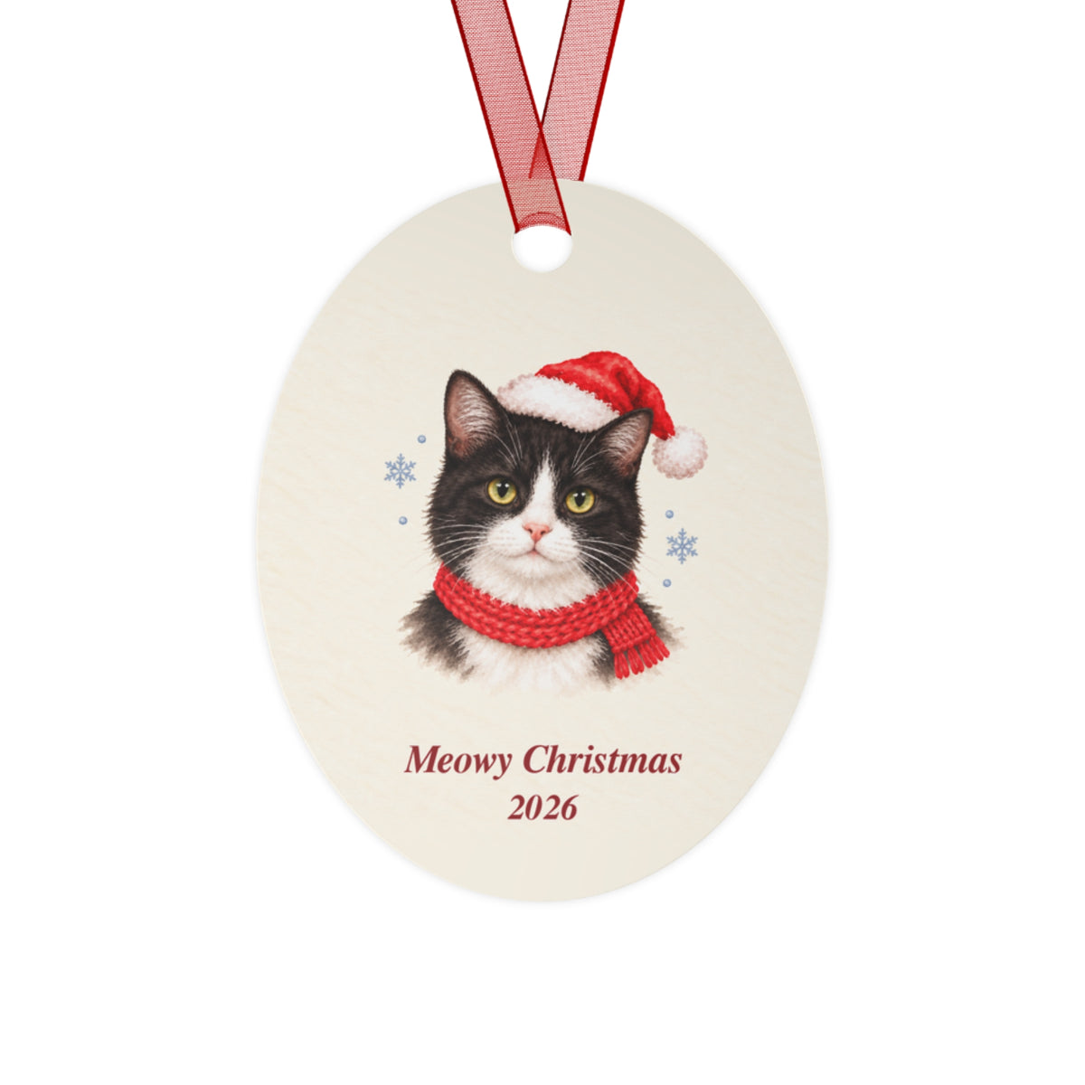 Tuxedo Cat Christmas Ornament 2026 – Metal Keepsake