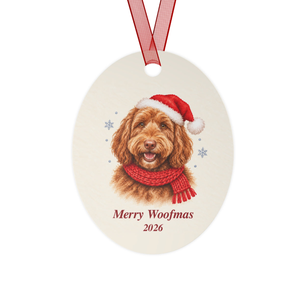 Labradoodle Christmas Ornament 2026 – Metal Keepsake