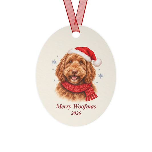 Labradoodle Christmas Ornament 2026 – Metal Keepsake