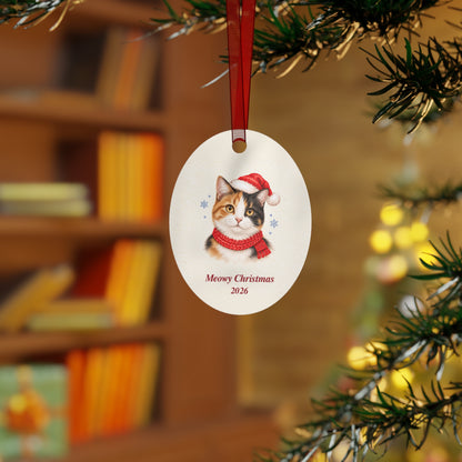 Calico Cat Christmas Ornament 2026 – Metal Keepsake