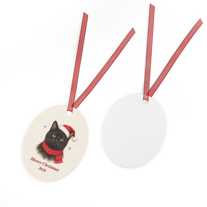 Black Cat Christmas Ornament 2026 – Metal Keepsake