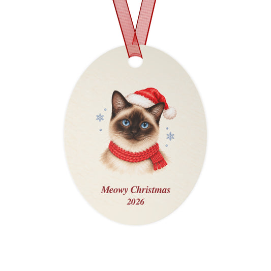 Siamese Cat Christmas Ornament 2026 – Metal Keepsake